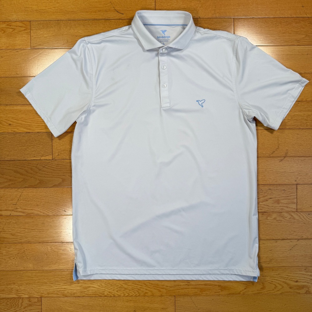 Birddogs Mens Performance Polo Shirt Light Blue Short Sleeve Stretch Size L